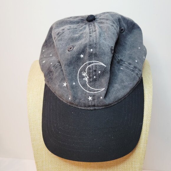Black Embroider Sun Moon Stars Celestial Mighty Fine Baseball Hat Cap Adjustable - Picture 1 of 5